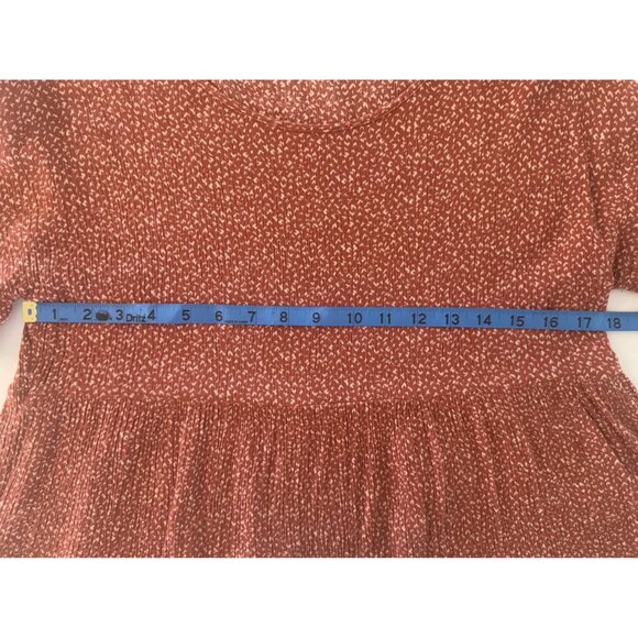 Papercrane Womens Rust Red Babydoll Blouse S Prairie Cottagecore Flowy Ruffle - Picture 6 of 8